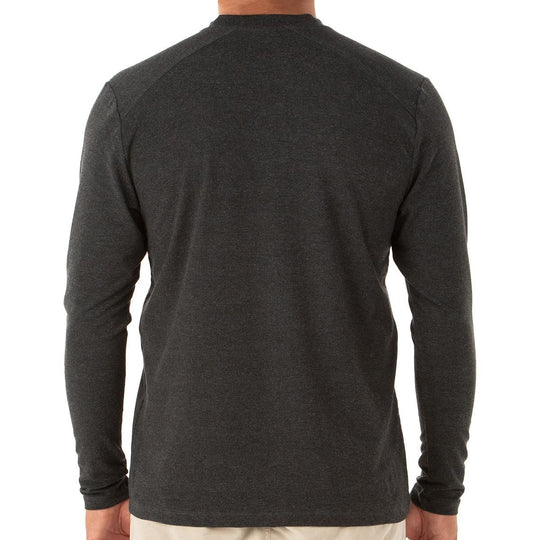Free Fly Men's Bamboo Flex Long Sleeve Henley, Heather Black, view 2