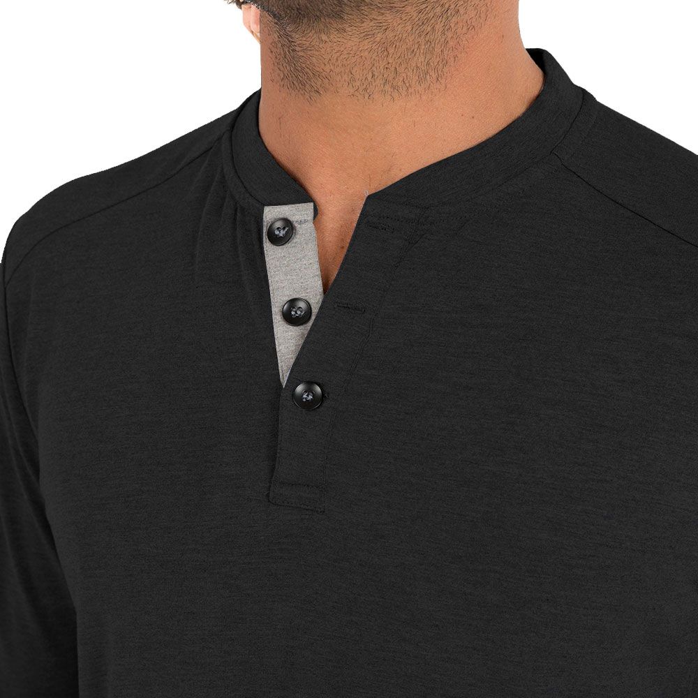 Free Fly Men's Bamboo Flex Long Sleeve Henley, Heather Black, view 4