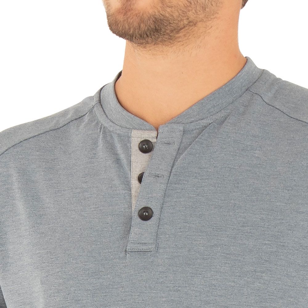 Free Fly Men's Bamboo Flex Long Sleeve Henley, Heather Blue Dusk, view 2