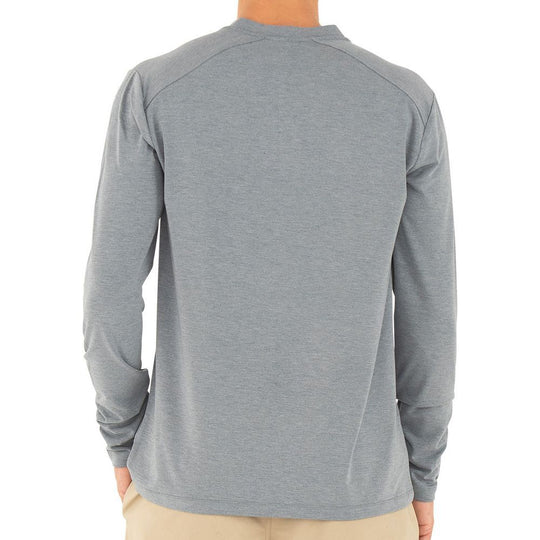 Free Fly Men's Bamboo Flex Long Sleeve Henley, Heather Blue Dusk, view 3