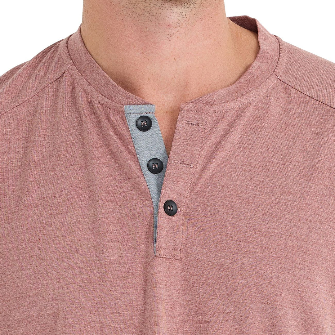 Free Fly Men's Bamboo Flex Long Sleeve Henley, Heather Brick, view 2