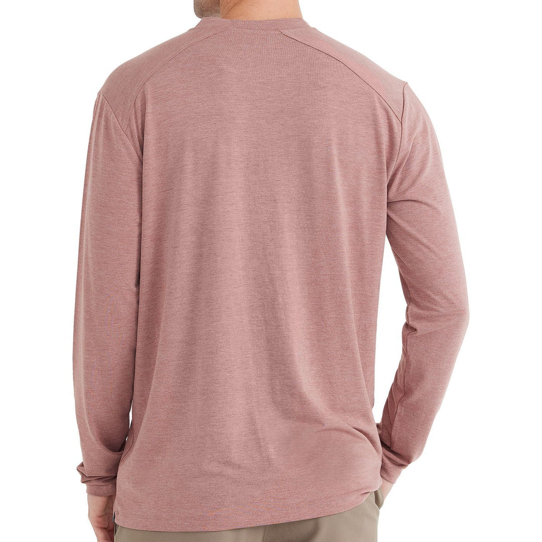 Free Fly Men's Bamboo Flex Long Sleeve Henley, Heather Brick, view 3