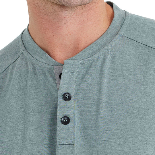 Free Fly Men's Bamboo Flex Long Sleeve Henley, Heather Juniper, view 2