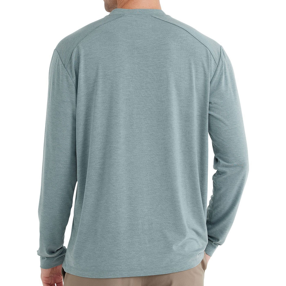 Free Fly Men's Bamboo Flex Long Sleeve Henley, Heather Juniper, view 3