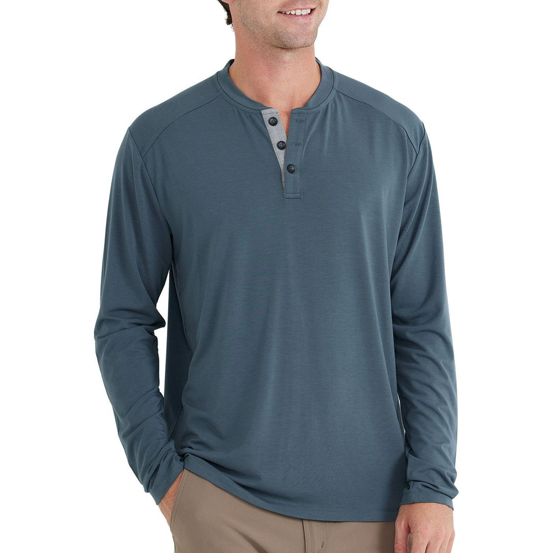 Free Fly Men's Bamboo Flex Long Sleeve Henley, Midnight