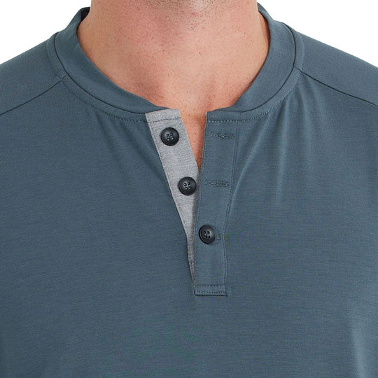 Free Fly Men's Bamboo Flex Long Sleeve Henley, Midnight, view 2