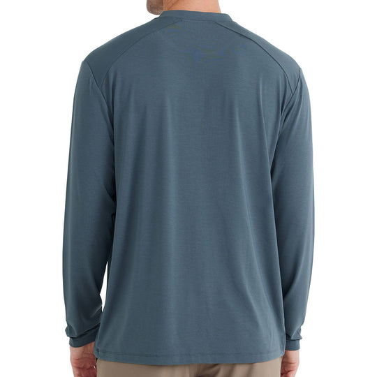 Free Fly Men's Bamboo Flex Long Sleeve Henley, Midnight, view 3