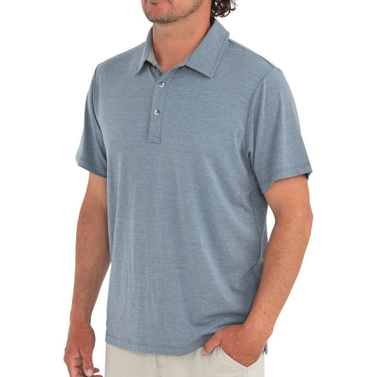 Free Fly Bamboo Flex Polo, Heather Blue Dusk