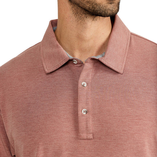 Free Fly Bamboo Flex Polo, Heather Brick, view 3