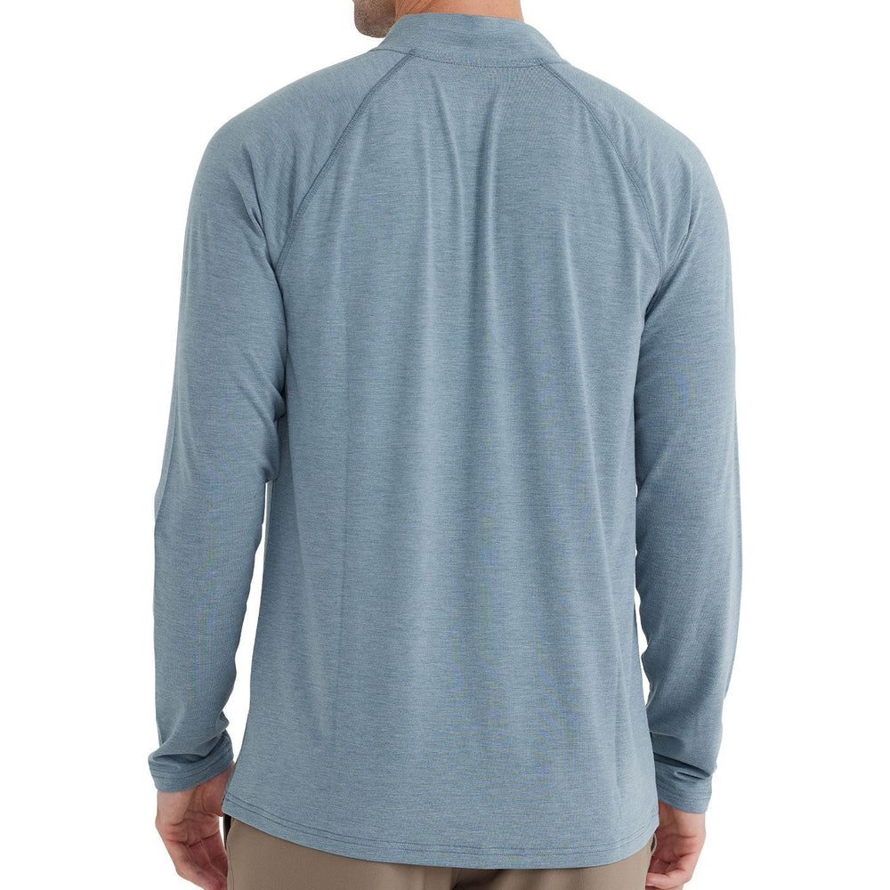 Free Fly Bamboo Flex Quarter Zip, Heather Blue Current, angled view, view 2