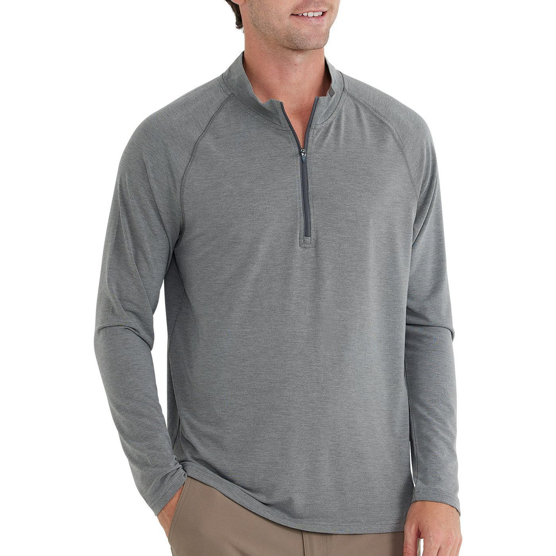Free Fly Bamboo Flex Quarter Zip, Heather Graphite, angled view