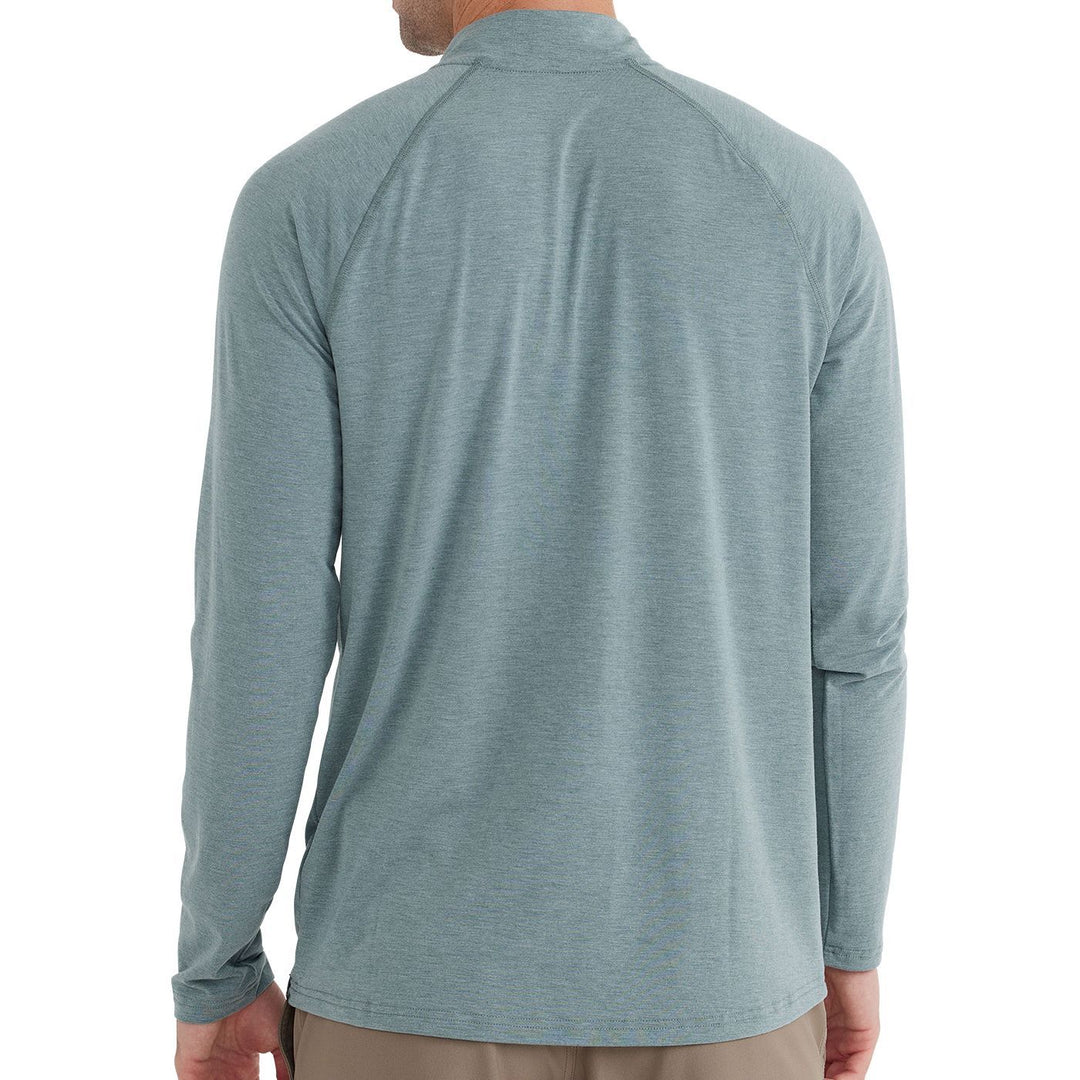 Free Fly Bamboo Flex Quarter Zip, Heather Juniper, angled view, view 2