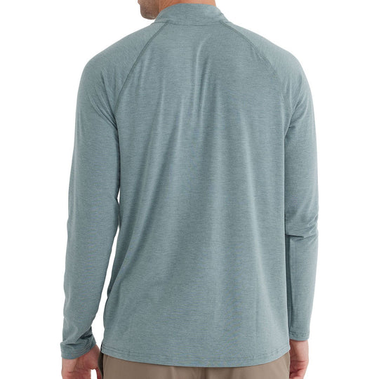 Free Fly Bamboo Flex Quarter Zip, Heather Juniper, angled view, view 2