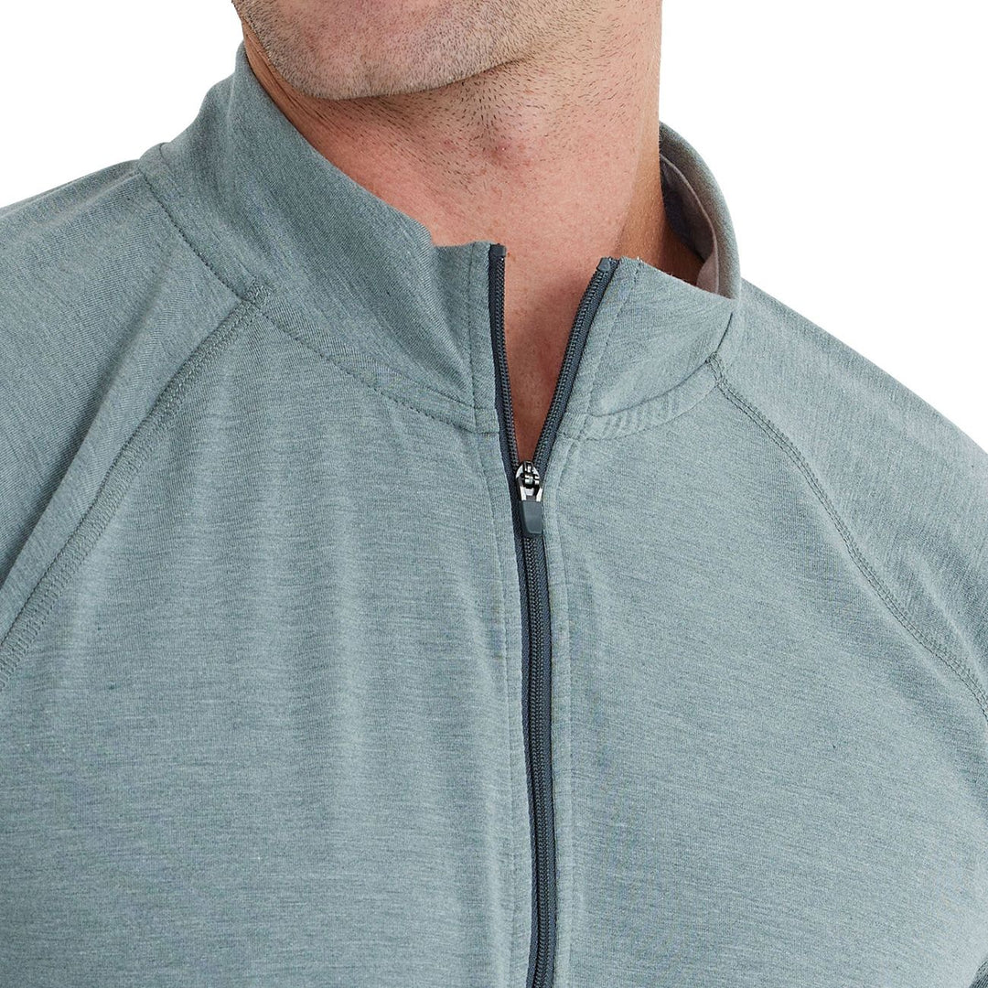Free Fly Bamboo Flex Quarter Zip, Heather Juniper, angled view, view 3