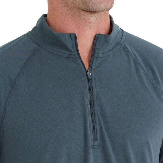 Free Fly Bamboo Flex Quarter Zip, Midnight, angled view, view 3