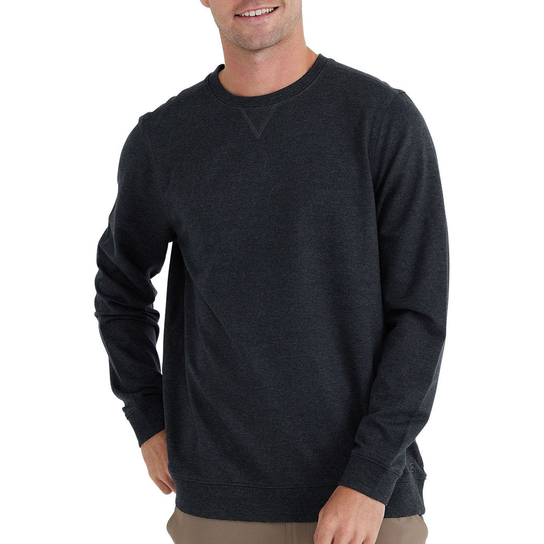 Free Fly Bamboo Heritage Fleece Crew, Heather Black