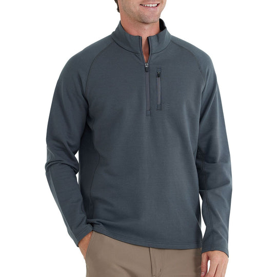 Free Fly Bamboo Heritage Fleece Quarter Zip, Dark Spruce, angled view