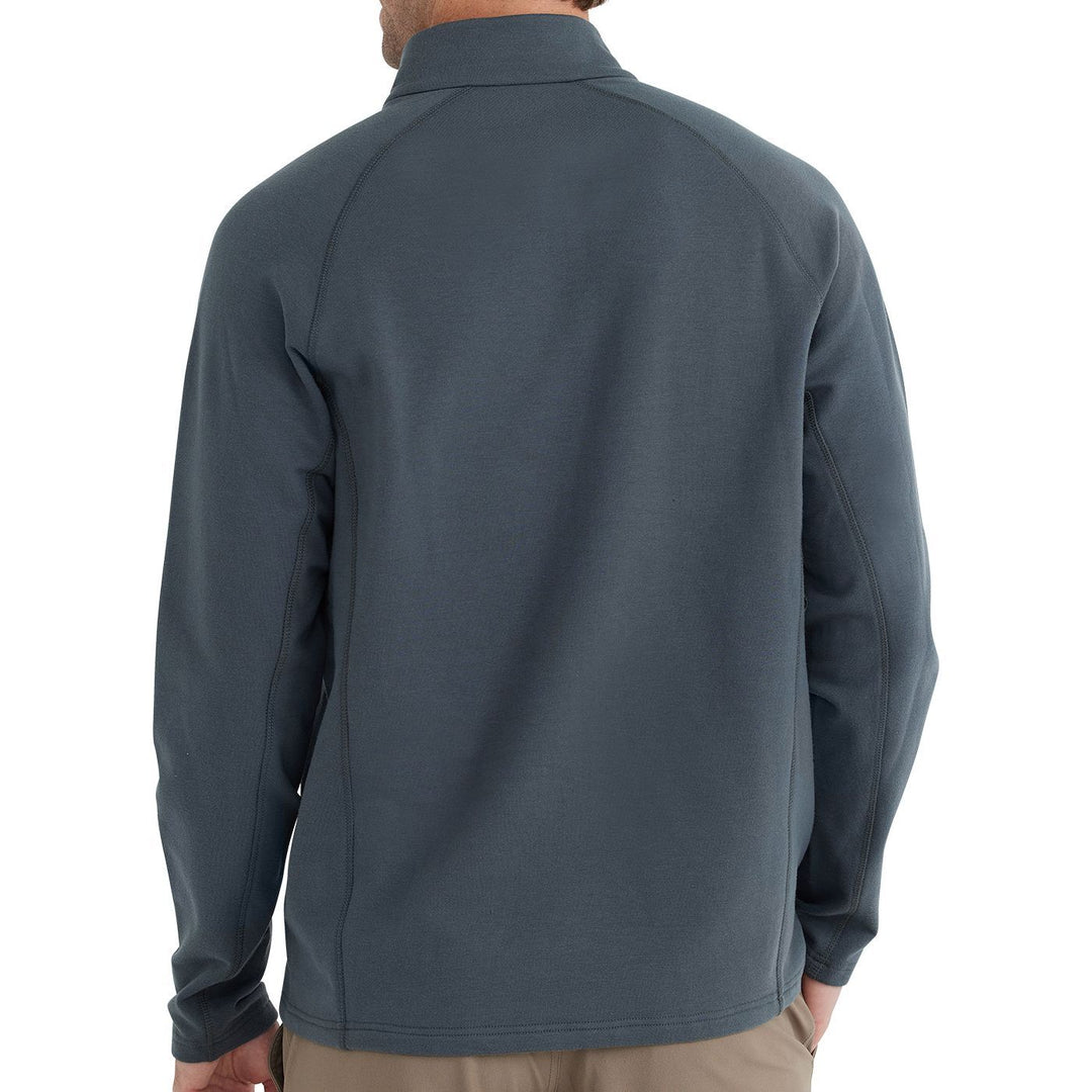 Free Fly Bamboo Heritage Fleece Quarter Zip, Dark Spruce, angled view, view 2