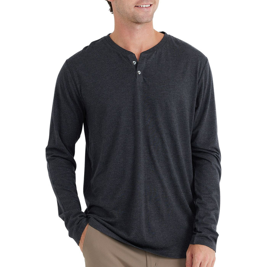 Free Fly Bamboo Heritage Henley, Heather Black