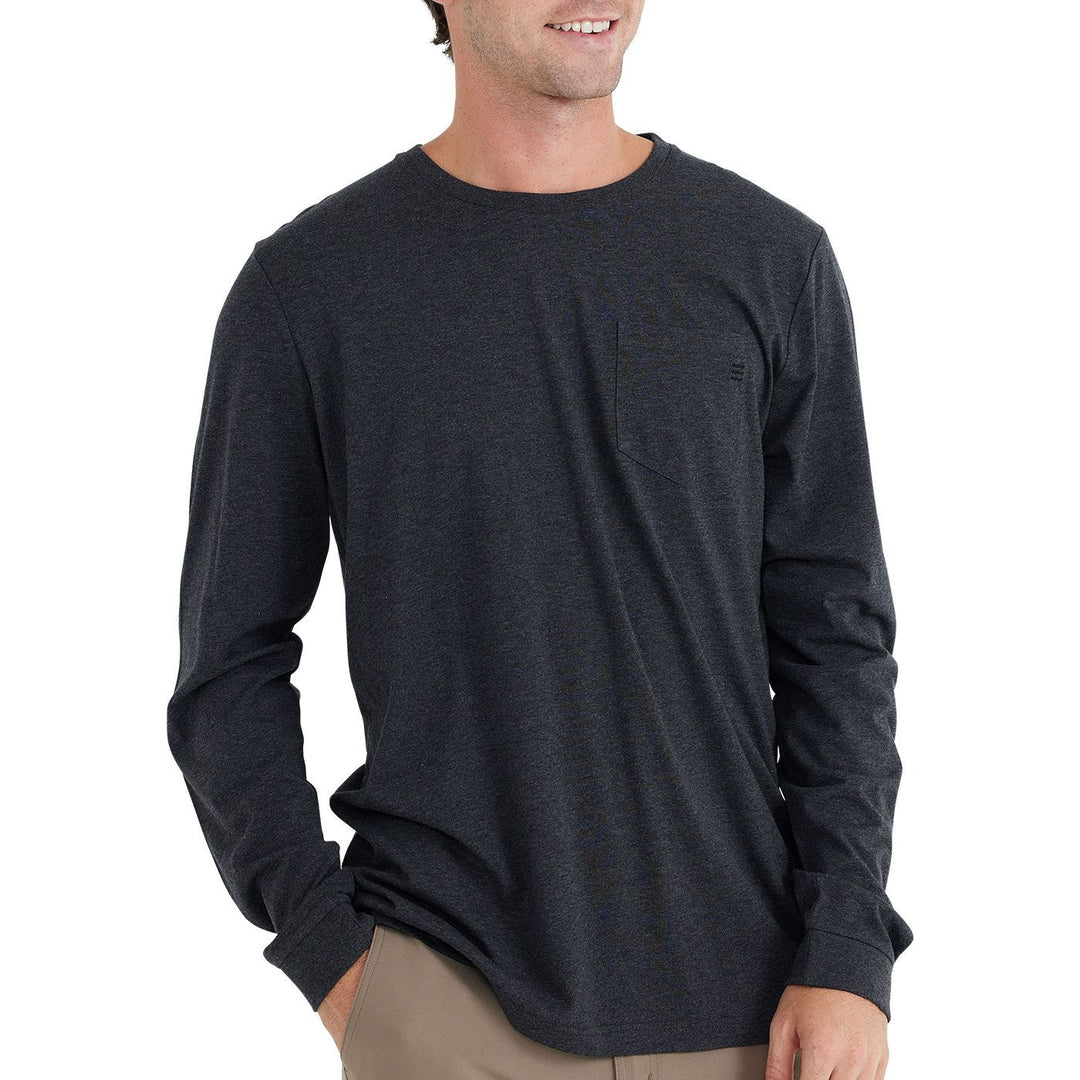 Free Fly Bamboo Heritage Pocket Long Sleeve, Heather Black