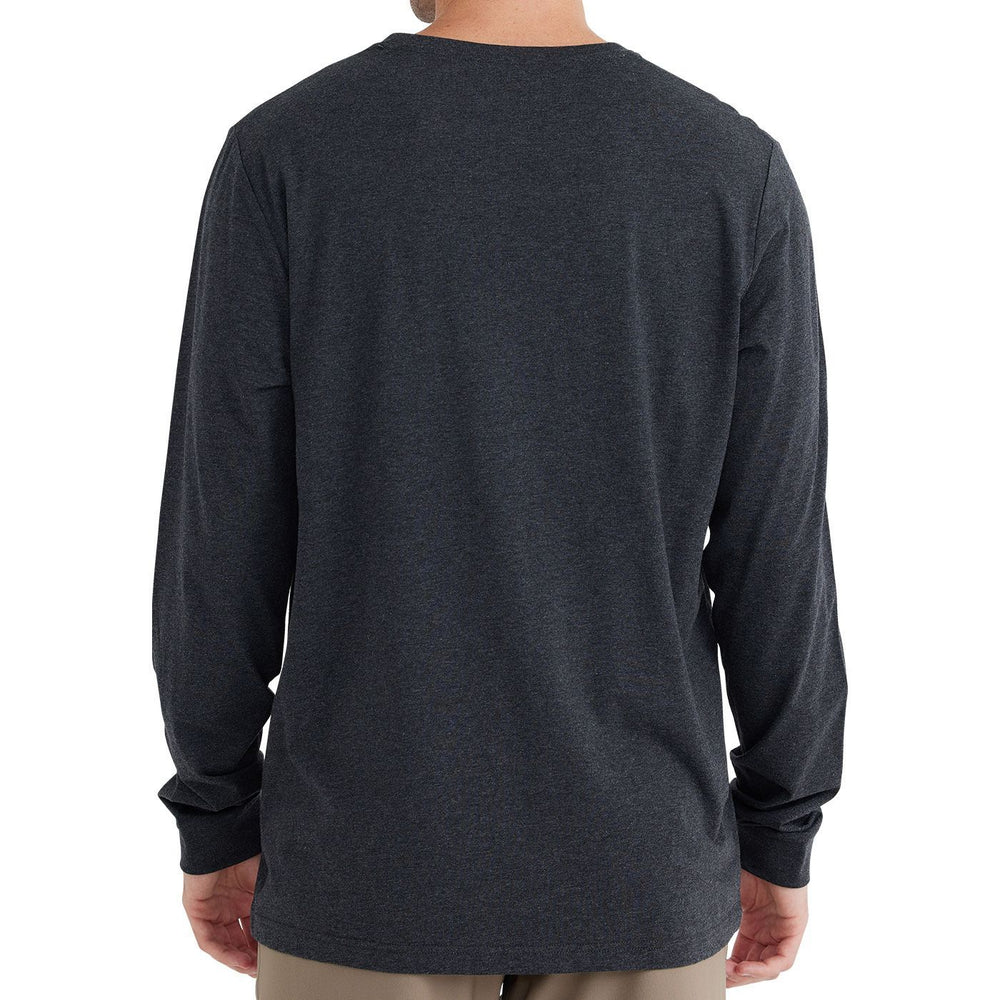 Free Fly Bamboo Heritage Pocket Long Sleeve, Heather Black, view 2