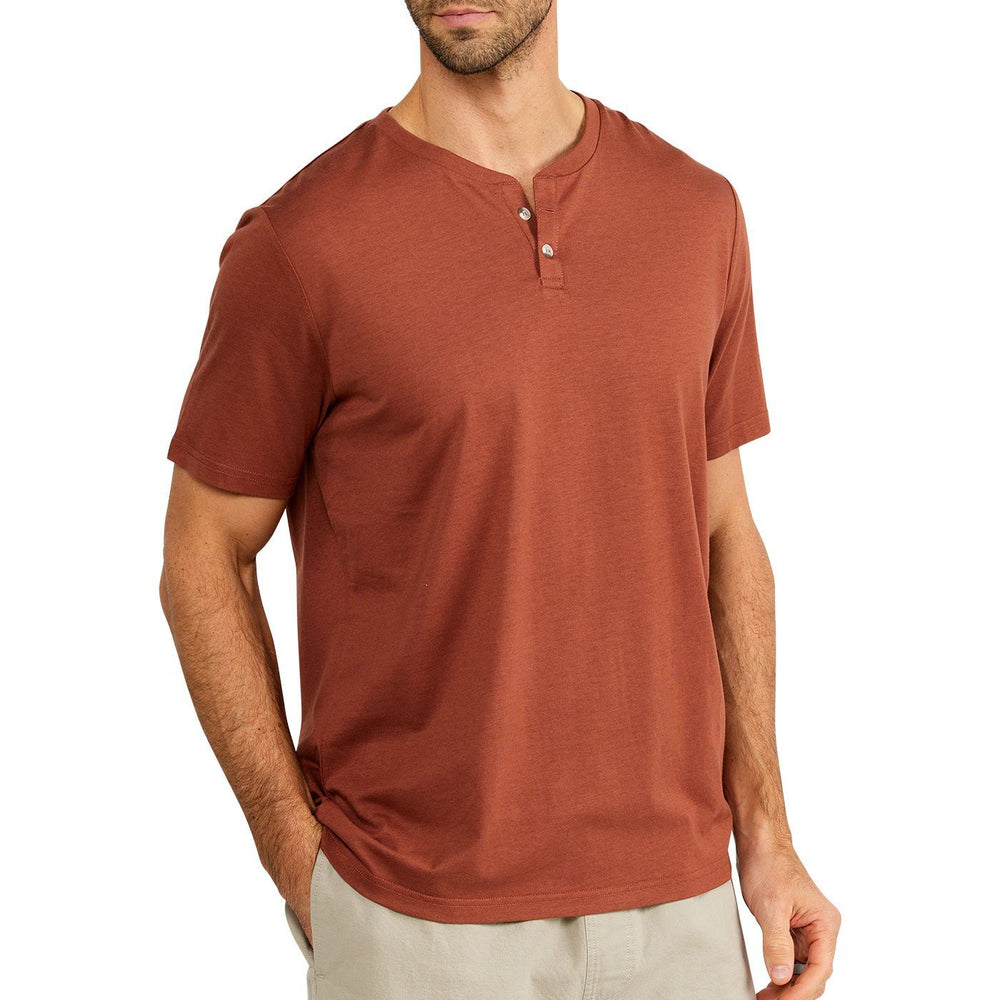 Free Fly Bamboo Heritage Short Sleeve Henley, Clay