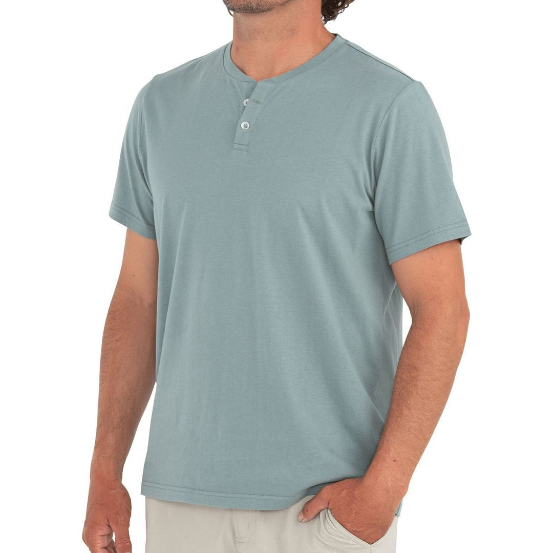 Free Fly Bamboo Heritage Short Sleeve Henley, Sabal Green