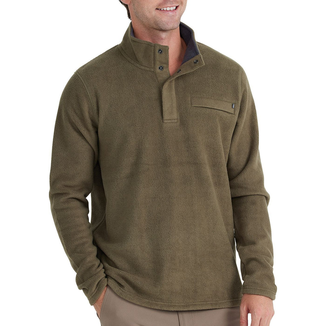 Free Fly Bamboo Polar Fleece Snap Pullover, Military Green