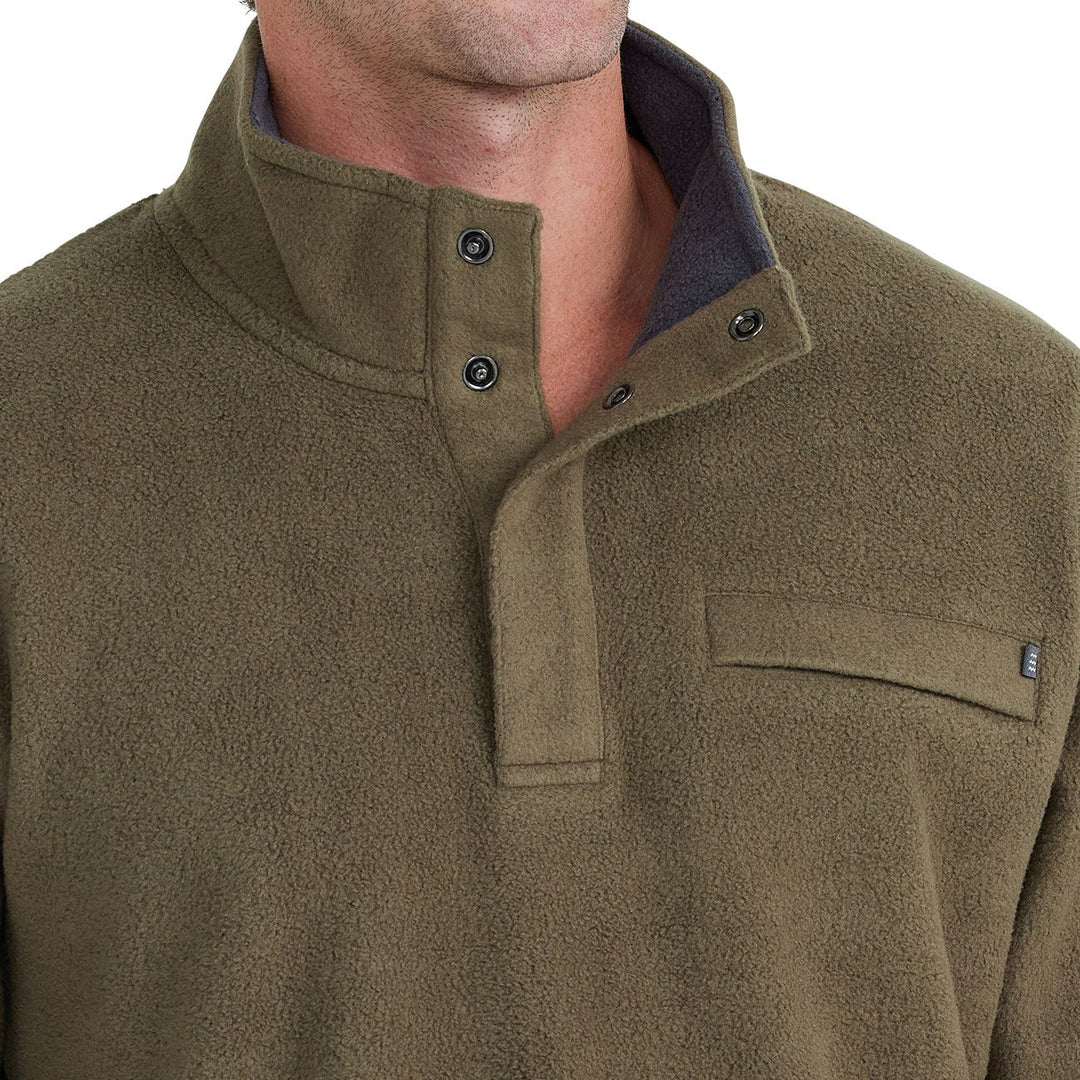 Free Fly Bamboo Polar Fleece Snap Pullover, Military Green, view 3