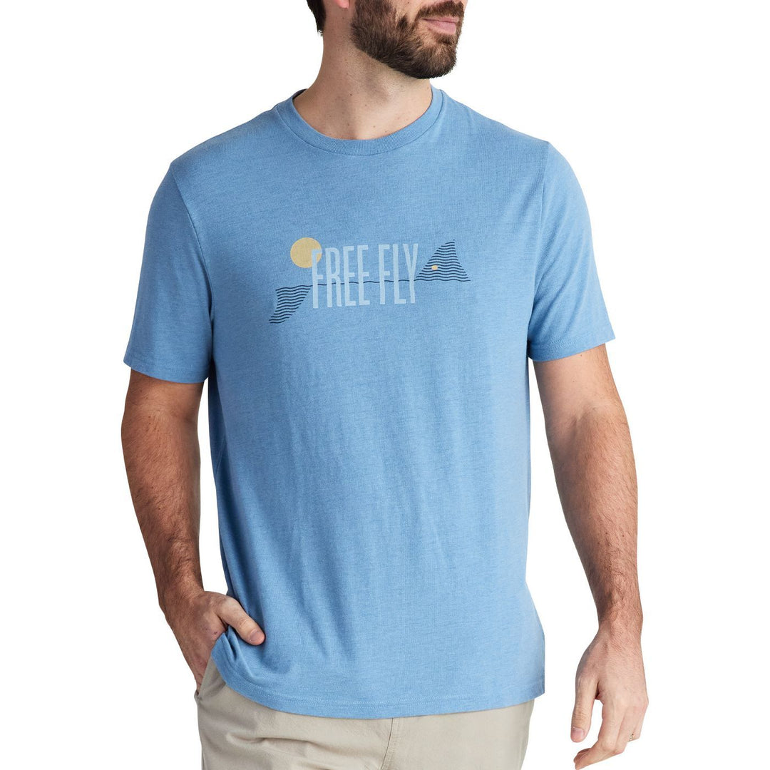 Free Fly Coastal Cruisers Tee, Heather Blue Reef