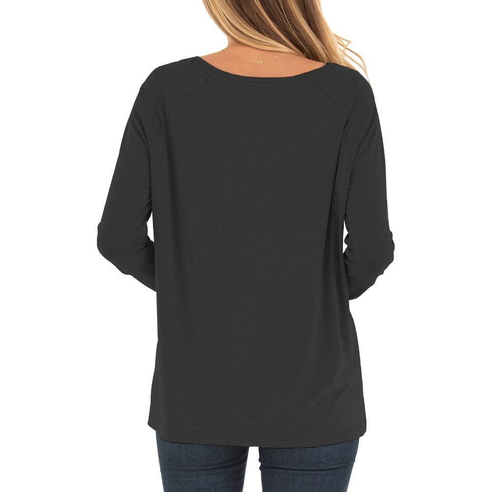 Free Fly Women's Bamboo Everyday Flex Long Sleeve, Heather Black, view 2