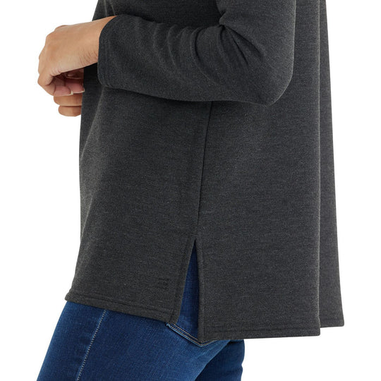 Free Fly Women's Bamboo Fleece Mockneck, Heather Black, view 3