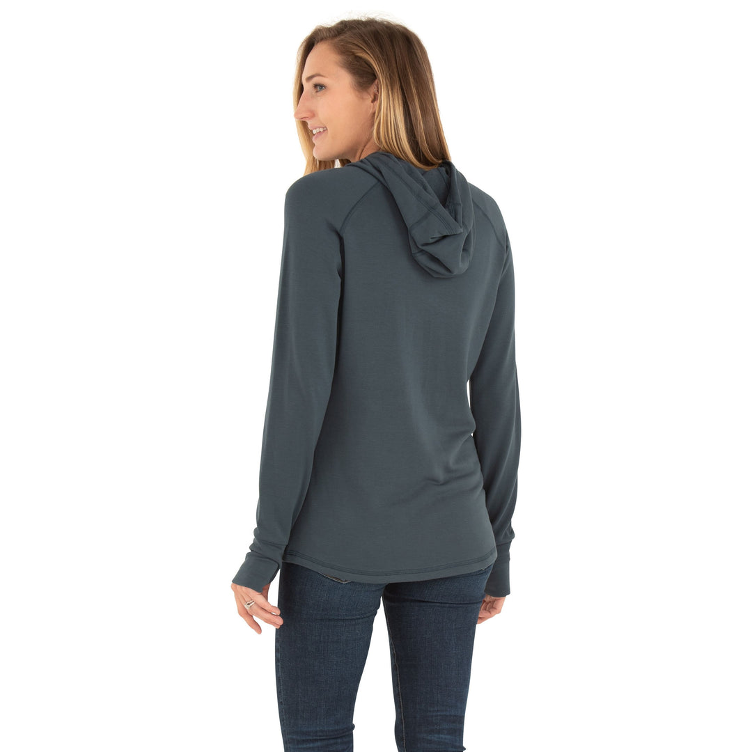 Free Fly Women's Bamboo Fleece Pullover Hoody, Blue Dusk, view 2