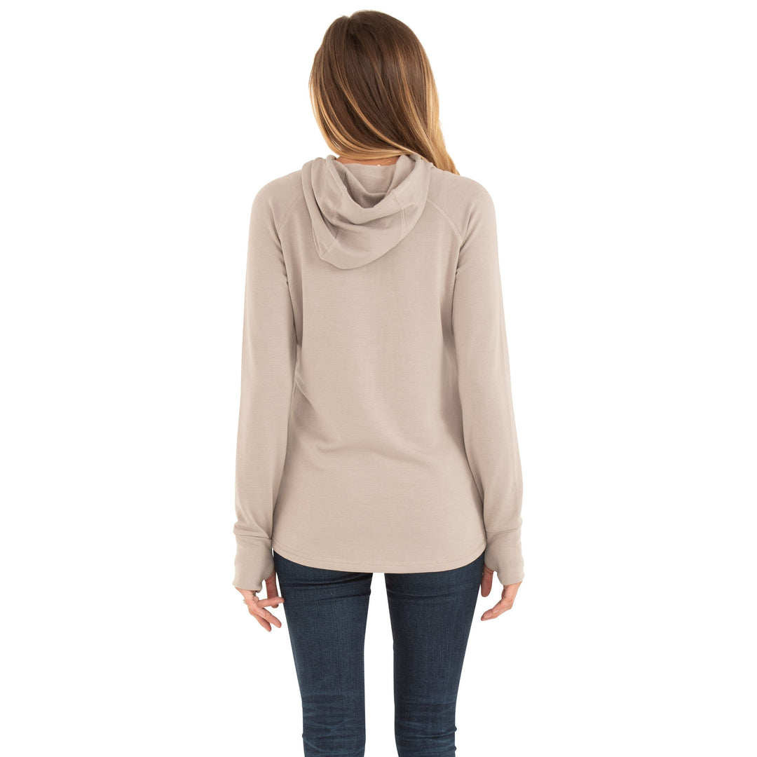 Free Fly Women's Bamboo Fleece Pullover Hoody, Dune, view 2
