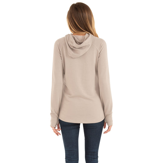 Free Fly Women's Bamboo Fleece Pullover Hoody, Dune, view 2