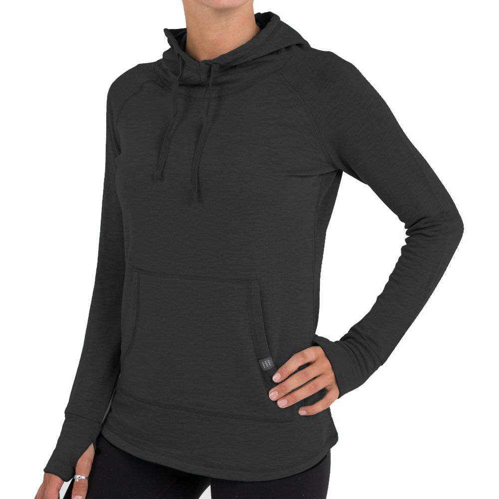 Free Fly Women's Bamboo Fleece Pullover Hoody, Heather Black