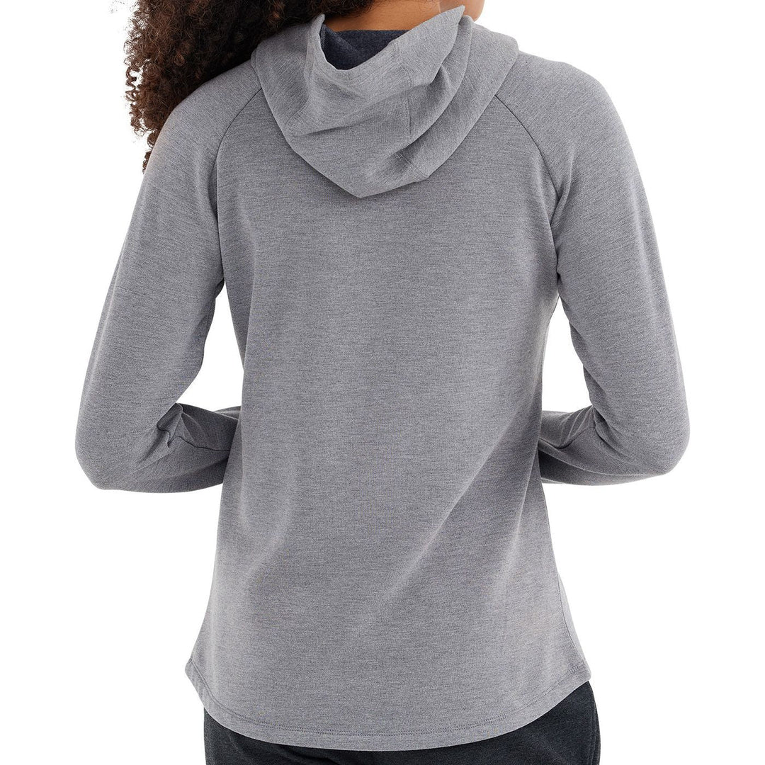 Free Fly Women's Bamboo Fleece Pullover Hoody, Heather Navy, view 2