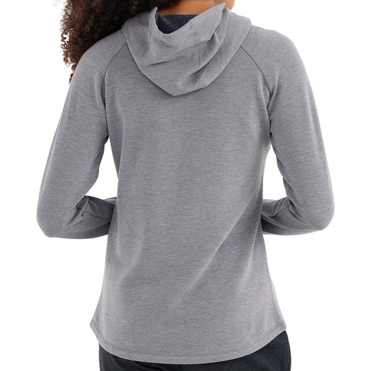 Free Fly Women's Bamboo Fleece Pullover Hoody, Heather Navy, view 2