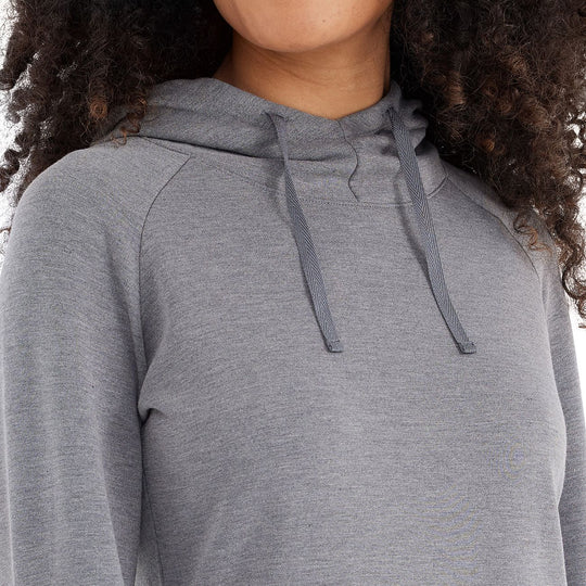 Free Fly Women's Bamboo Fleece Pullover Hoody, Heather Navy, view 3