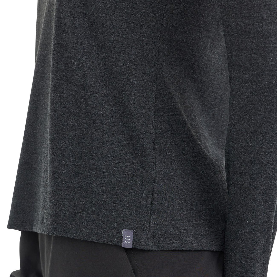Free Fly Women's Bamboo Flex Quarter Zip, Heather Black, angled view, view 4