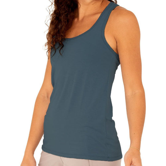 Free Fly Women's Bamboo Motion Racerback Tank, Blue Dusk