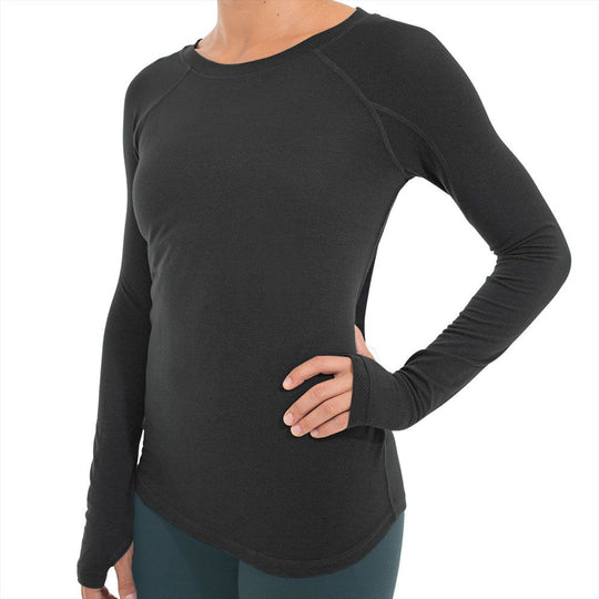 Free Fly Women's Bamboo Shade Long Sleeve, Heather Black