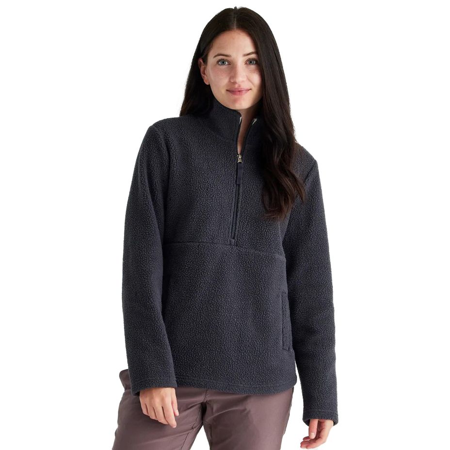 Free Fly Women's Bamboo Sherpa Fleece Half Zip, Abyss