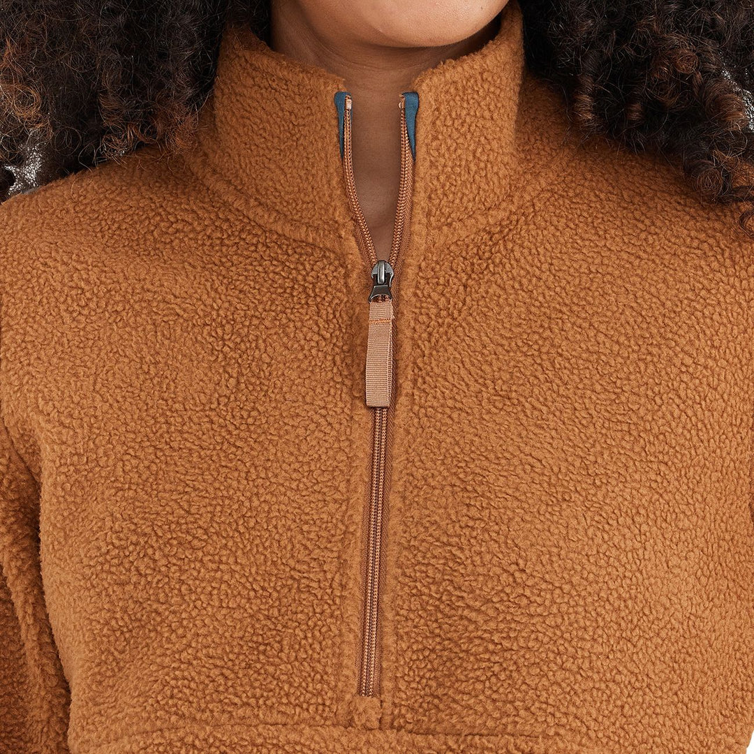 Free Fly Women's Bamboo Sherpa Fleece Half Zip, Camel, view 4