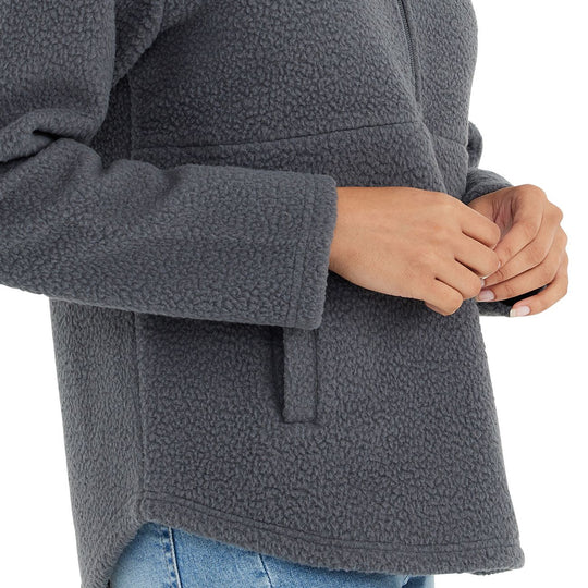 Free Fly Women's Bamboo Sherpa Fleece Half Zip, Iron Grey, view 3