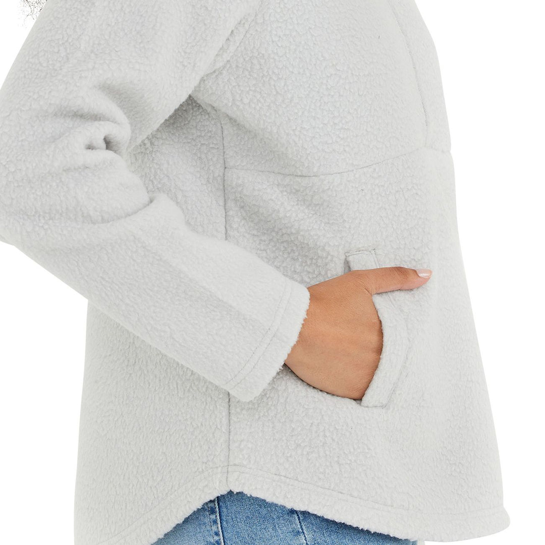 Free Fly Women's Bamboo Sherpa Fleece Half Zip, Light Grey, view 3