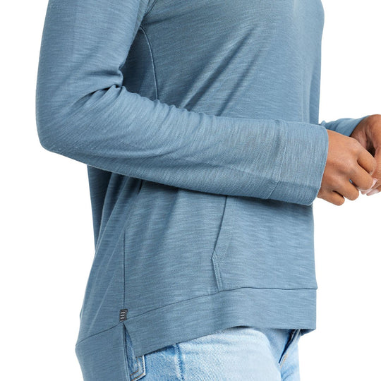Free Fly Women's Bamboo Slub Hoody, Pacific Blue, view 3