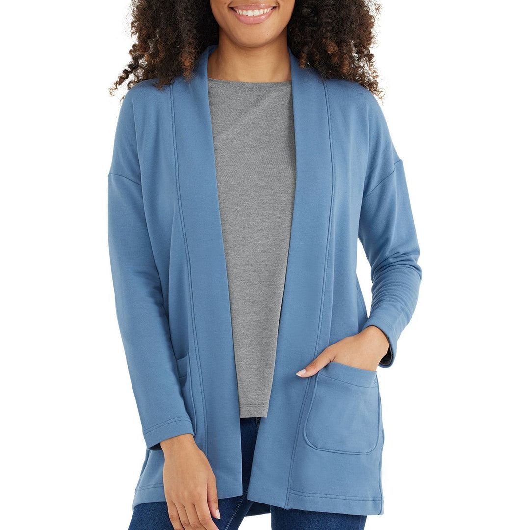 Free Fly Women's Bamboo Thermal Fleece Cardigan, Heron Blue