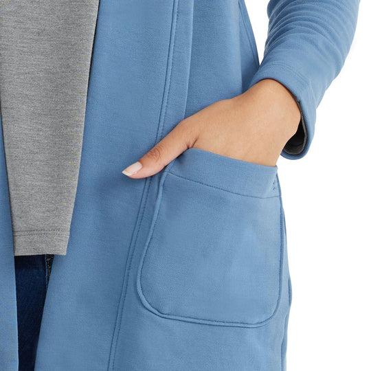 Free Fly Women's Bamboo Thermal Fleece Cardigan, Heron Blue, view 3