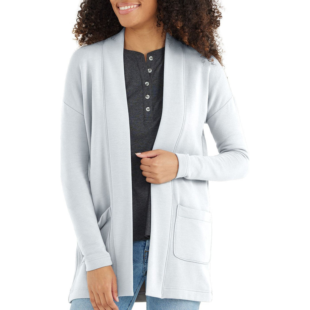 Free Fly Women's Bamboo Thermal Fleece Cardigan, Light Grey